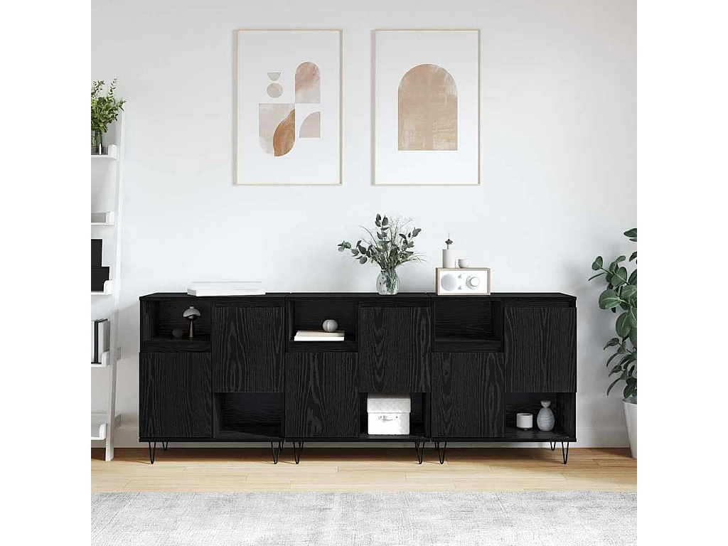 Buffets 3 pcs Chêne noir 180 x 35 x 70 cm Bois d'ingénierie