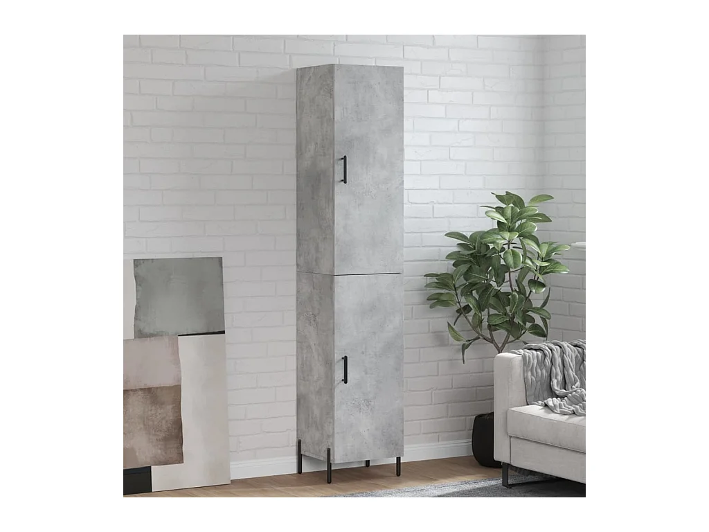 Buffet haut Gris béton 34,5x34x180 cm Bois d'ingénierie