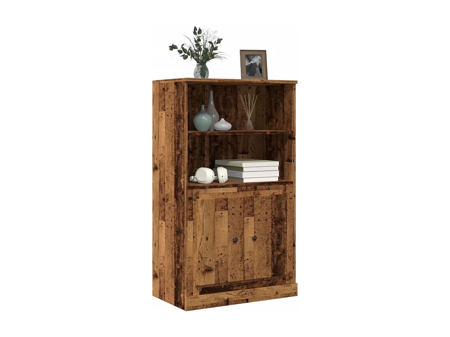 Buffet haut vieux bois 60x35,5x103,5 cm bois d'ingénierie