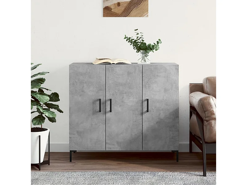 Credenza grigio cemento 90x34x80 cm in legno ingegnerizzato