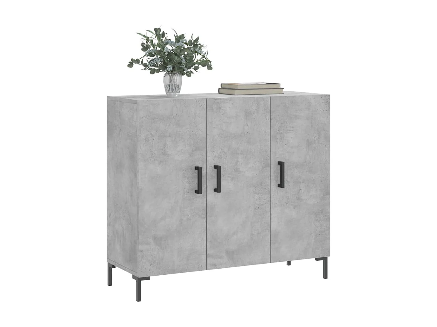 Buffet gris béton 90x34x80 cm bois d'ingénierie