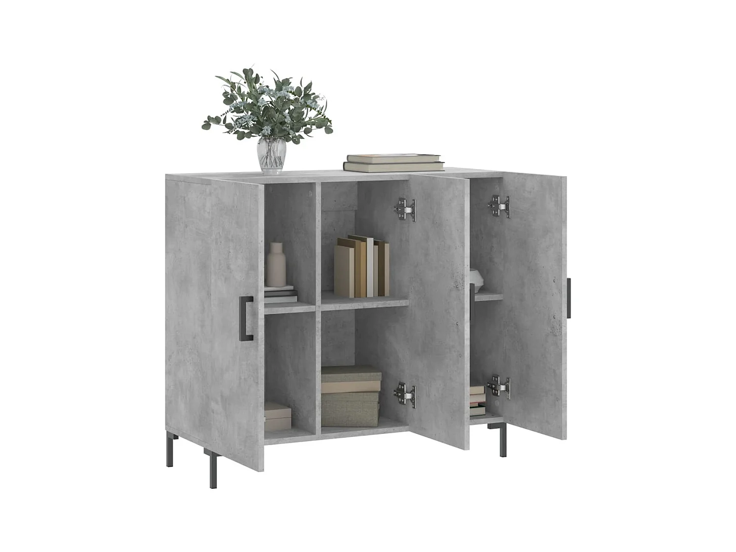 Buffet gris béton 90x34x80 cm bois d'ingénierie