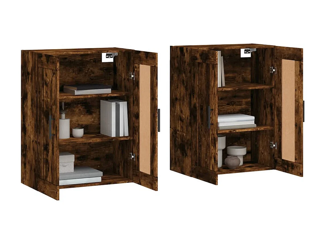 2-delige wandkasten, gerookt eikenhout, bewerkt hout