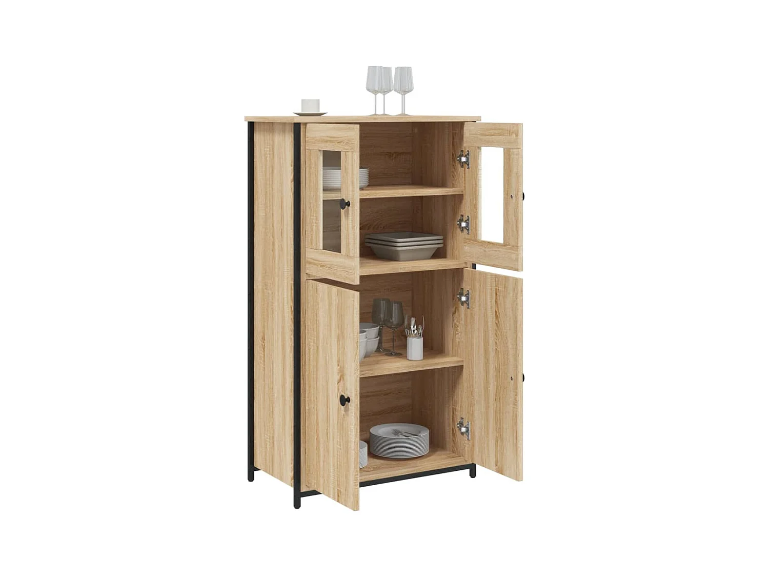 Hoog dressoir Sonoma eiken 62x32x106,5 cm bewerkt hout