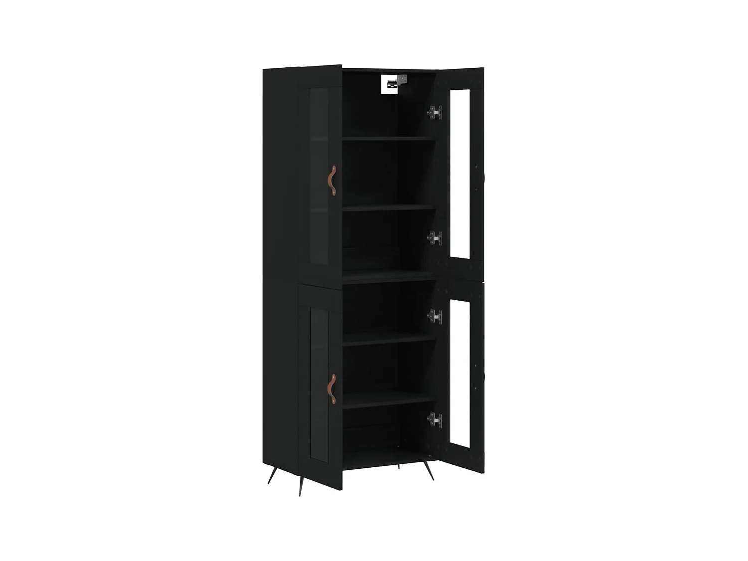 Zwarte hoge dressoir 69,5x34x180 cm Bewerkt hout