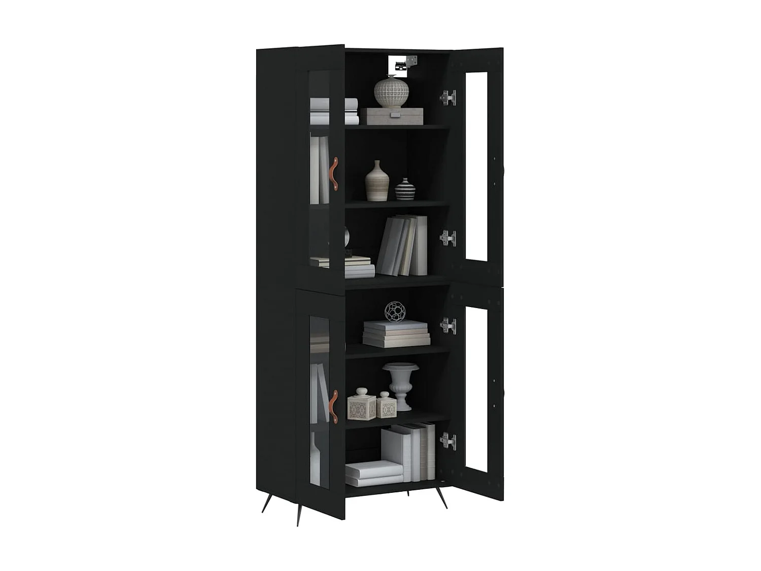 Aparador alto negro 69,5x34x180 cm Madera contrachapada