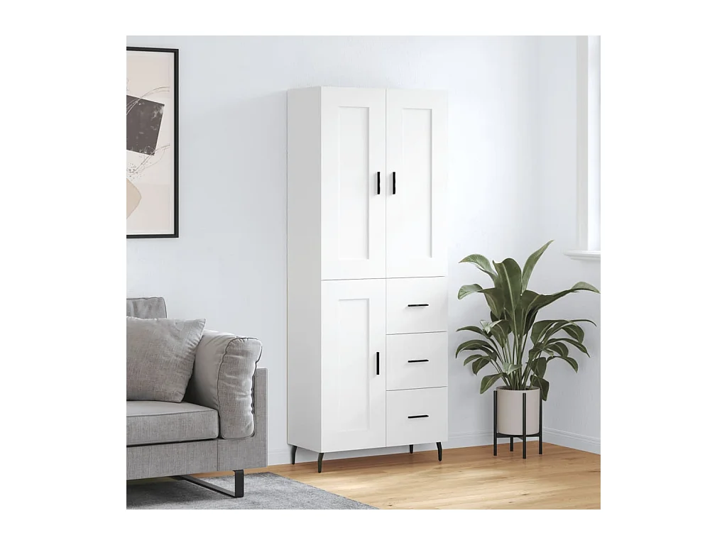 Wit hoog dressoir 69,5x34x180 cm Technisch hout