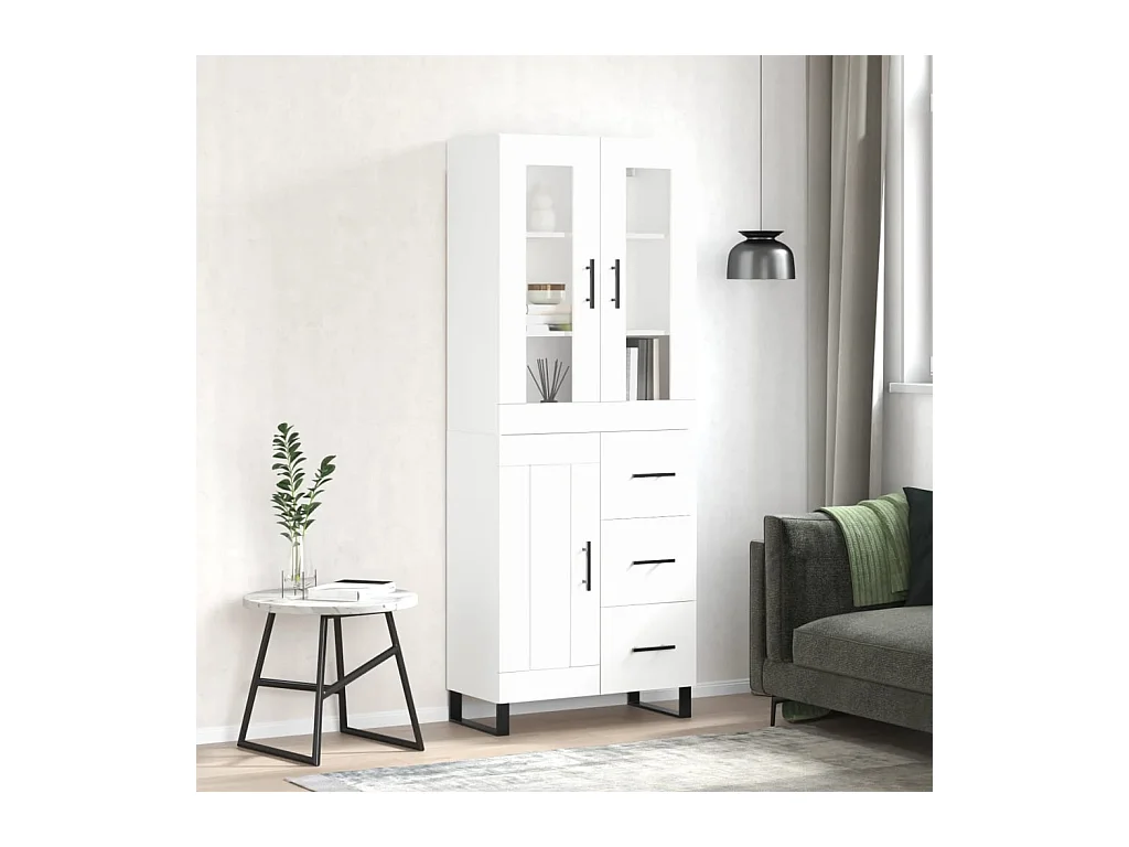 Weißes hohes Sideboard 69,5 x 34 x 180 cm Holzwerkstoff