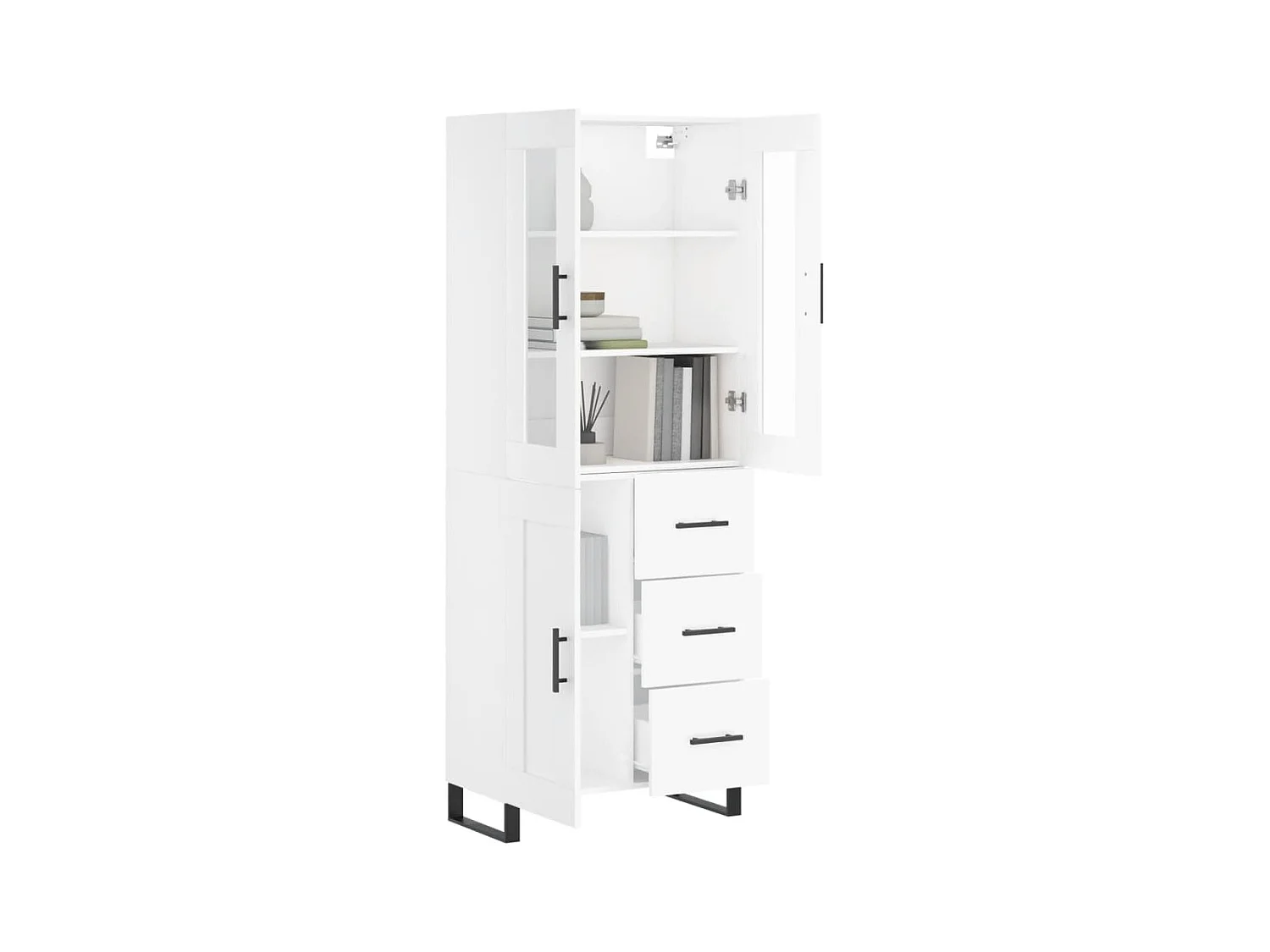 Weißes hohes Sideboard 69,5 x 34 x 180 cm Holzwerkstoff