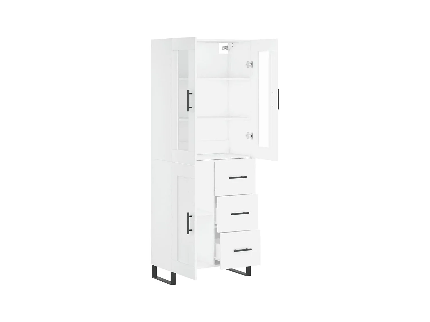 Weißes hohes Sideboard 69,5 x 34 x 180 cm Holzwerkstoff