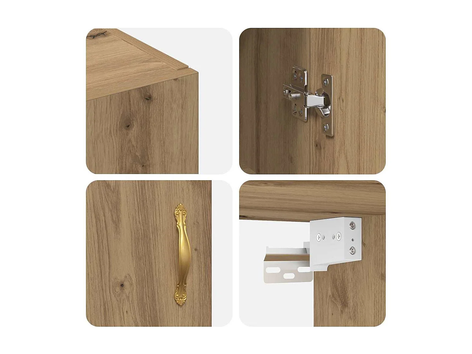 Parete attrezzata in rovere realizzata a mano 69,5 x 34 x 90 cm