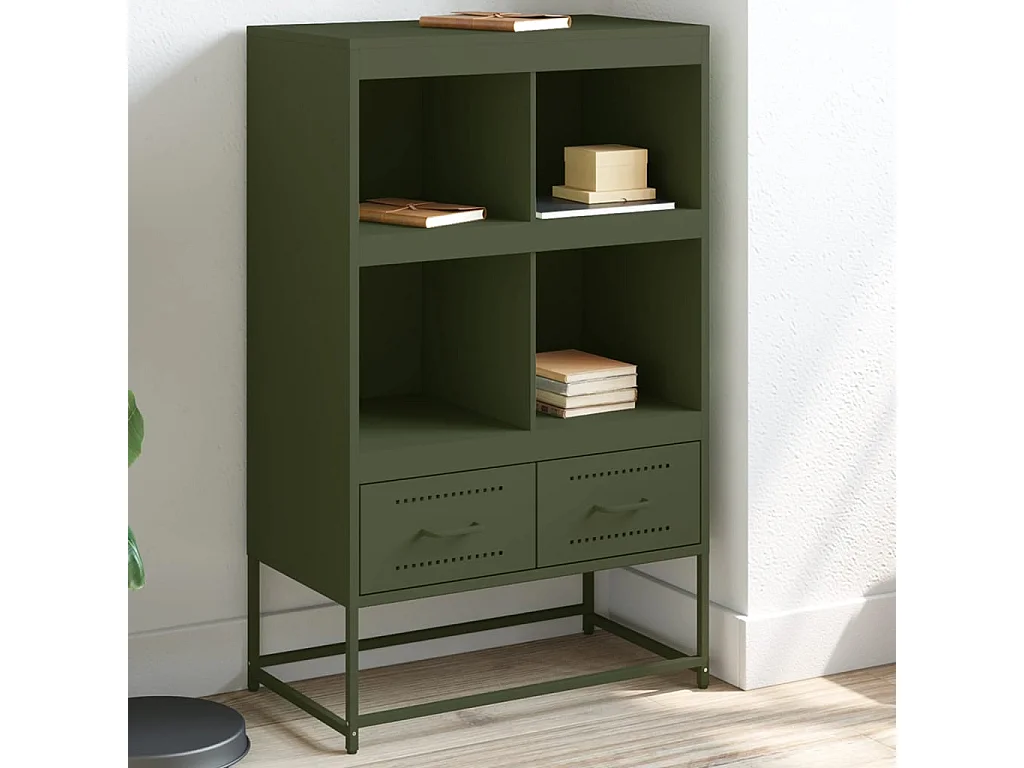 Aparador alto verde oliva 68x39x111,5 cm acero