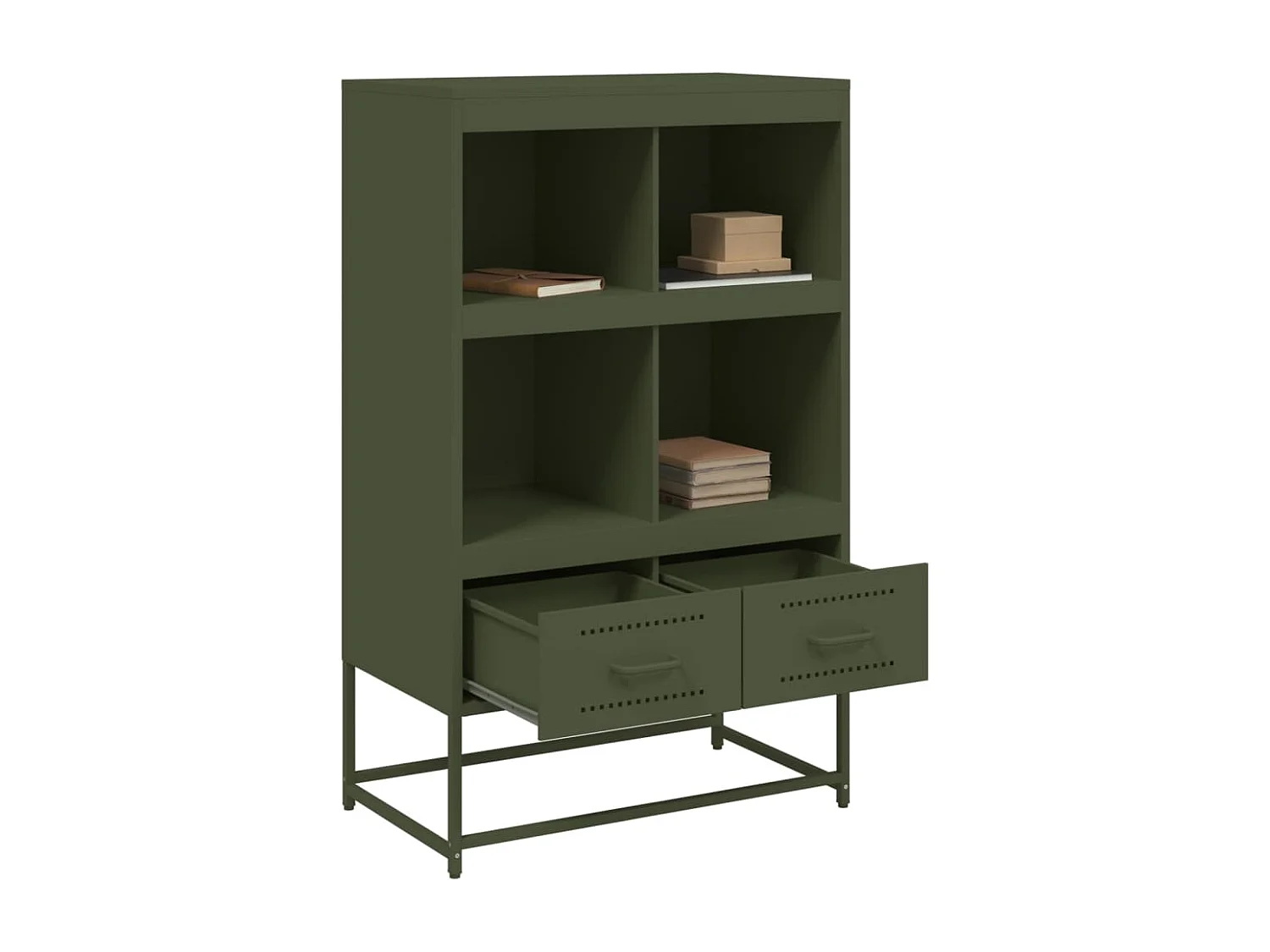 Aparador alto verde oliva 68x39x111,5 cm acero