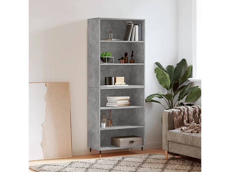 Buffet gris béton 69,5x32,5x180 cm bois d'ingénierie