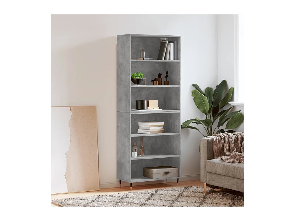 Buffet gris béton 69,5x32,5x180 cm bois d'ingénierie