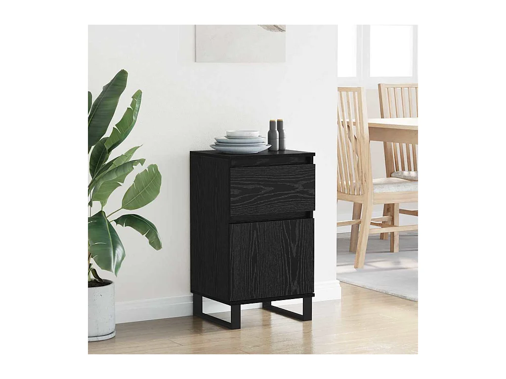 Sideboard mit Schublade Eiche schwarz 35 x 40 x 70 cm Holzwerkstoff