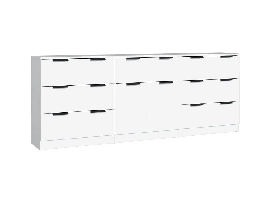 Buffets 3 pcs Blanc Bois d'ingénierie