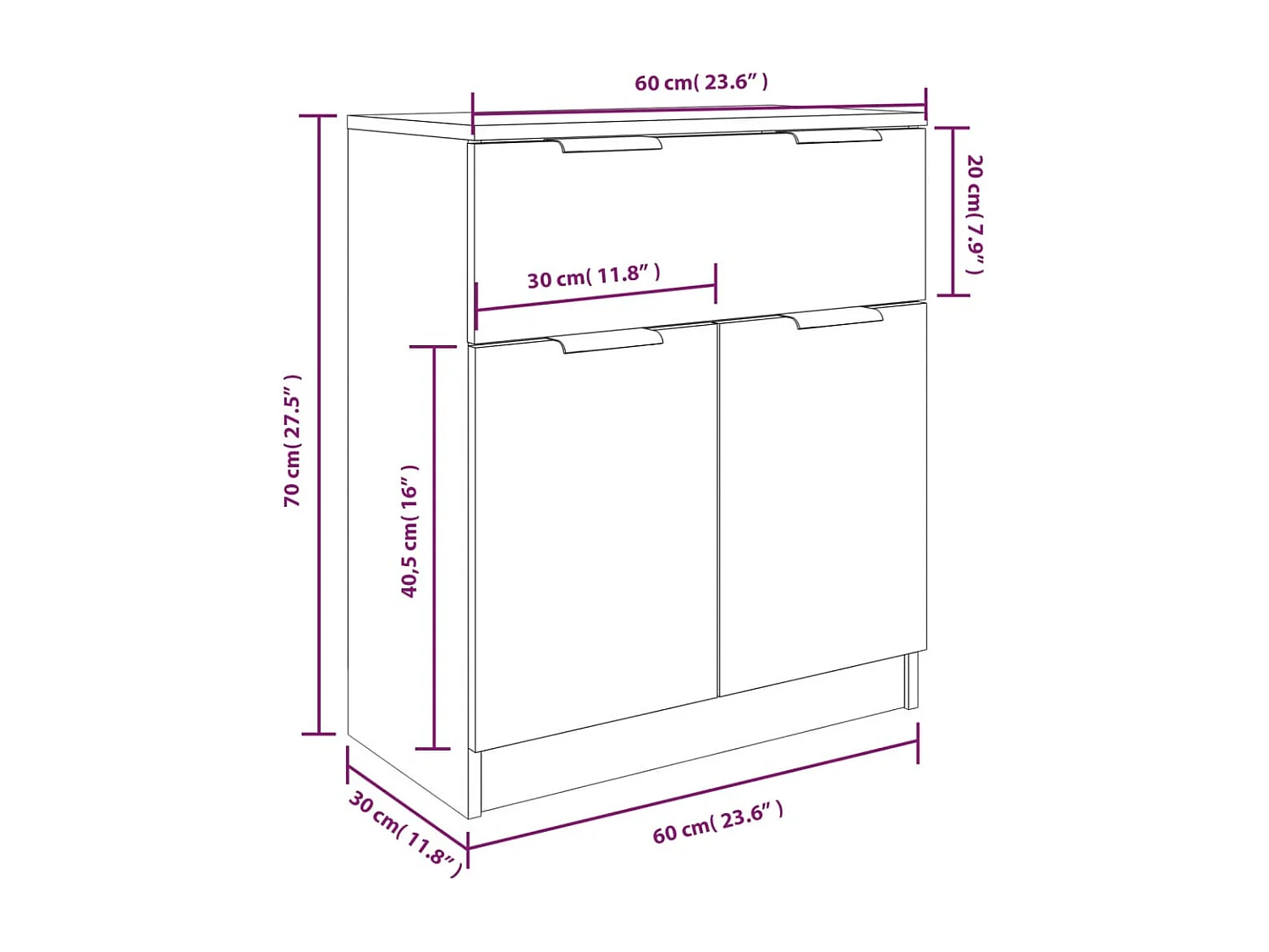 Buffets 3 pcs Blanc Bois d'ingénierie
