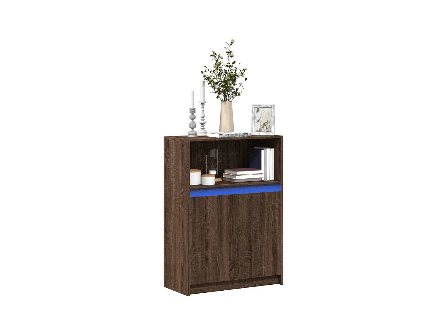 Buffet avec LED chêne marron 72x34x100 cm bois d'ingénierie