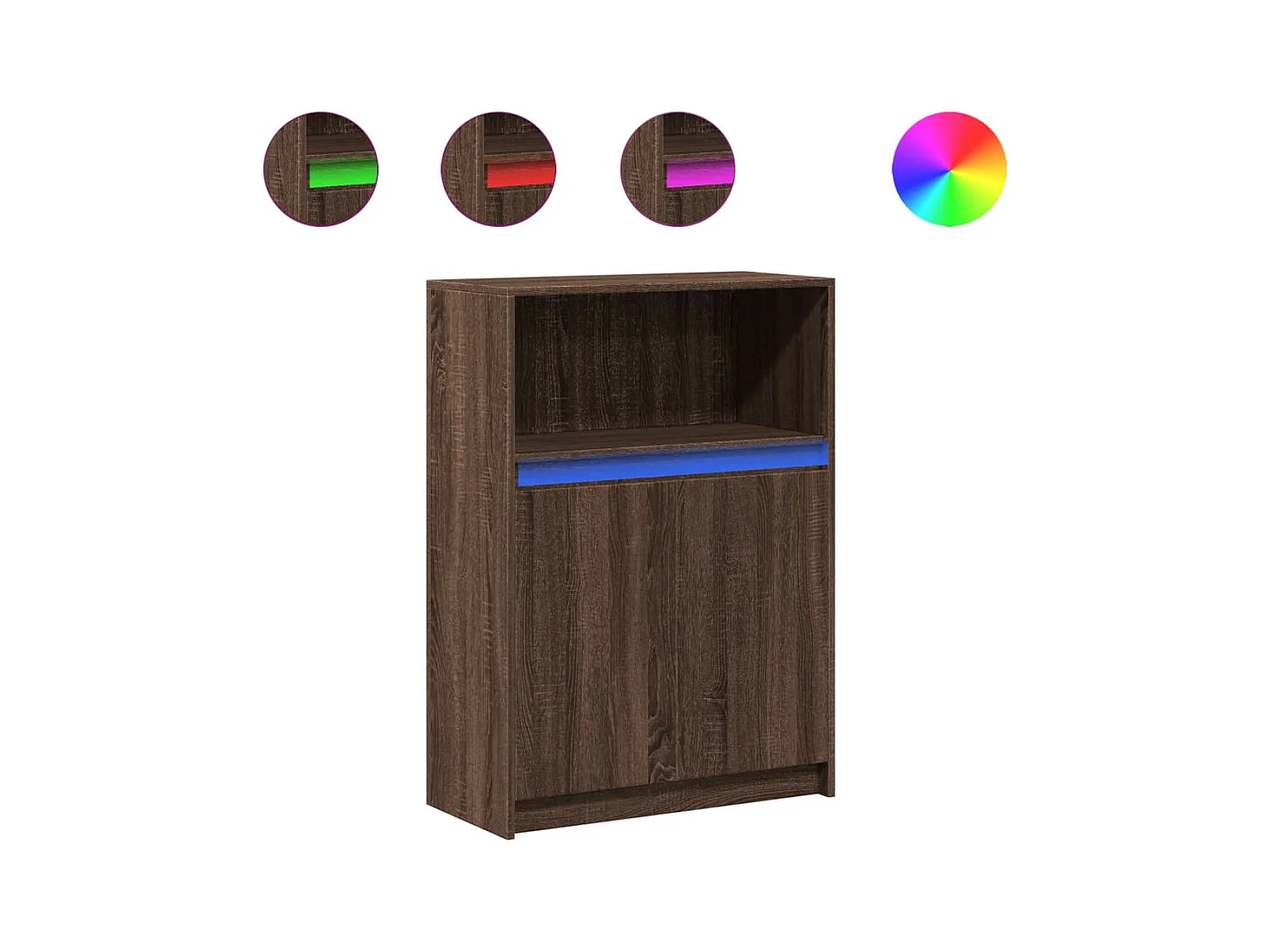 Buffet avec LED chêne marron 72x34x100 cm bois d'ingénierie