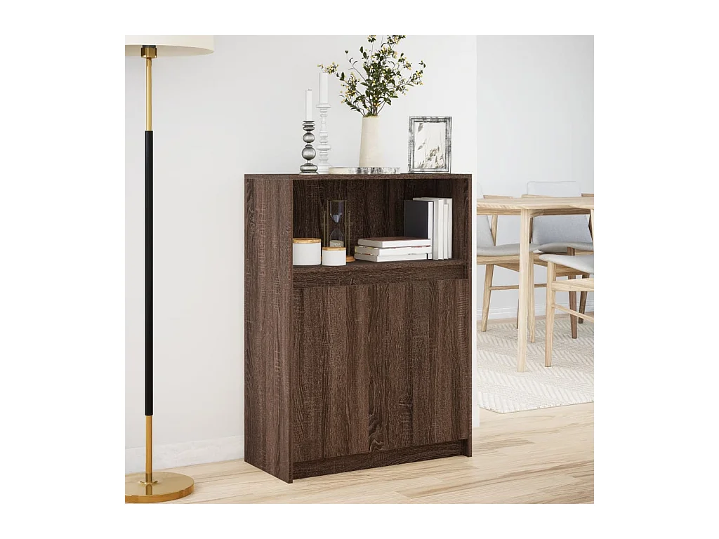 Buffet avec LED chêne marron 72x34x100 cm bois d'ingénierie