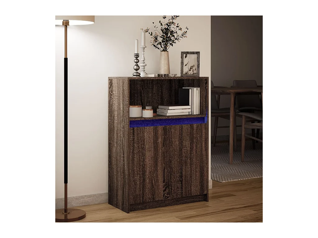 Buffet avec LED chêne marron 72x34x100 cm bois d'ingénierie
