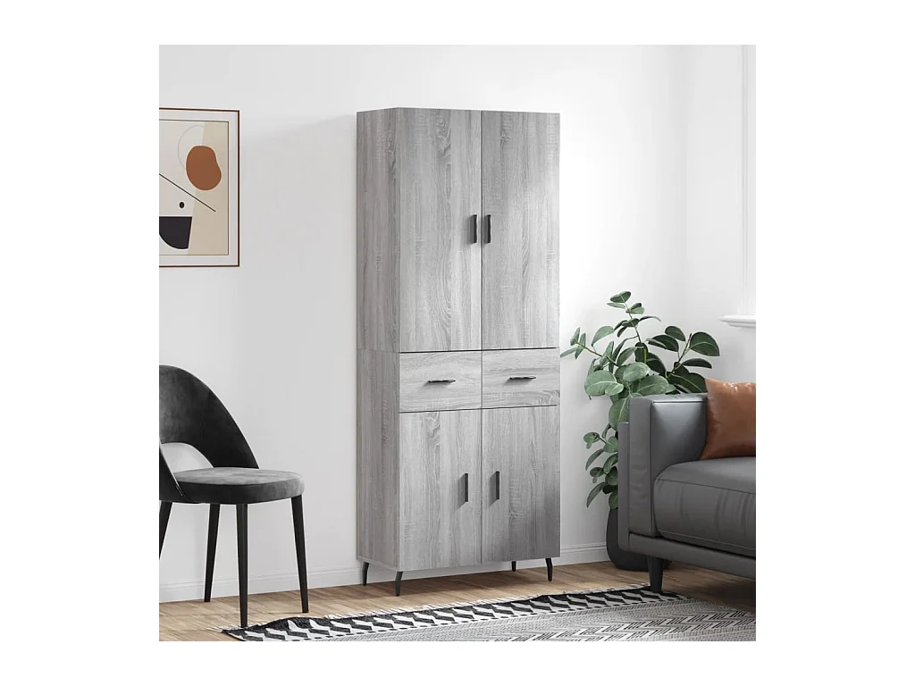 Buffet haut Sonoma gris 69,5x34x180 cm Bois d'ingénierie