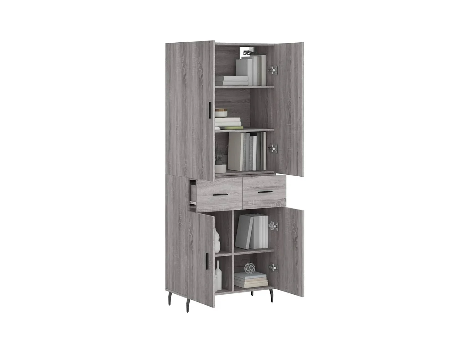 Sonoma hoog dressoir grijs 69,5x34x180 cm Technisch hout