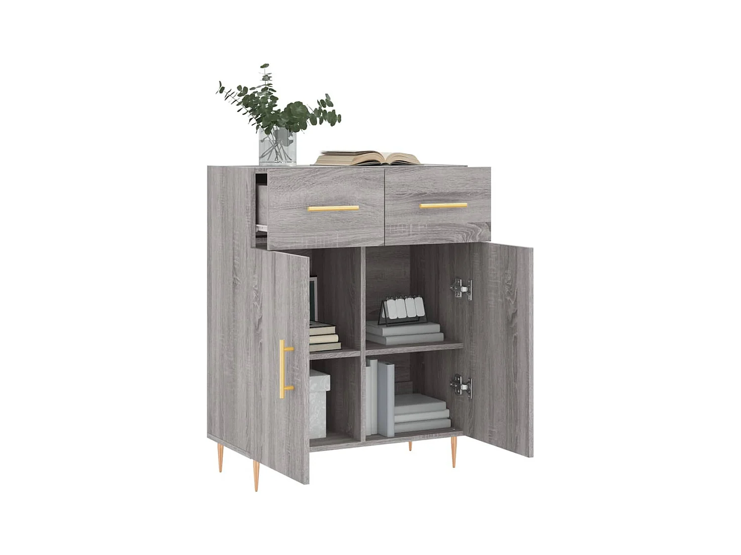 Credenza Sonoma grigia 69,5x34x90 cm in legno ingegnerizzato