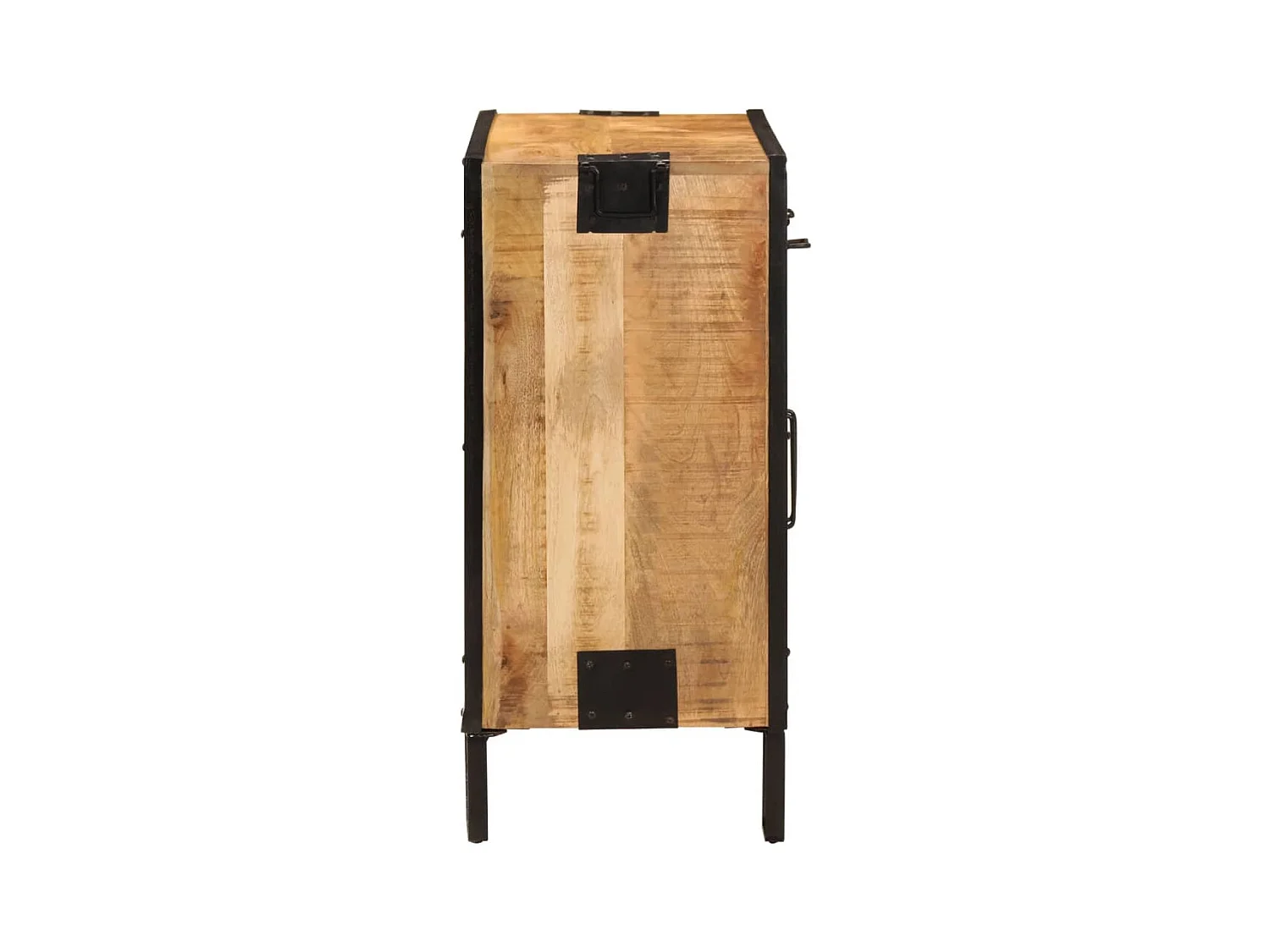 Buffet 80x31x66 cm bois de manguier brut massif et métal