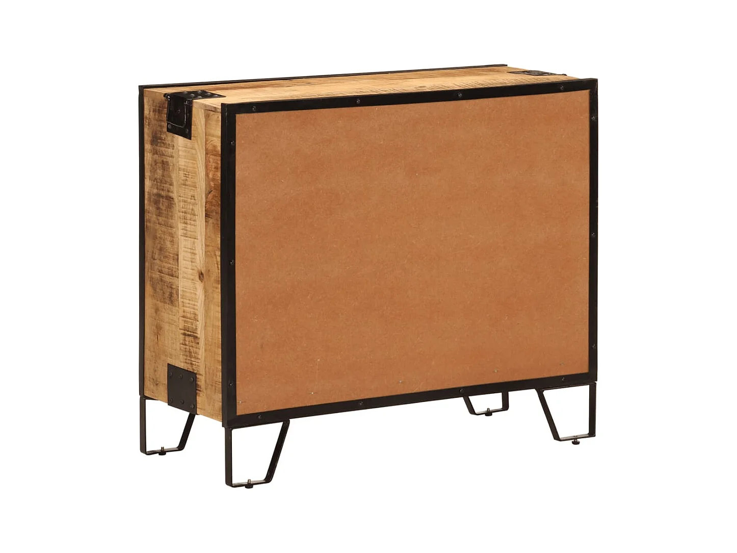 Buffet 80x31x66 cm bois de manguier brut massif et métal