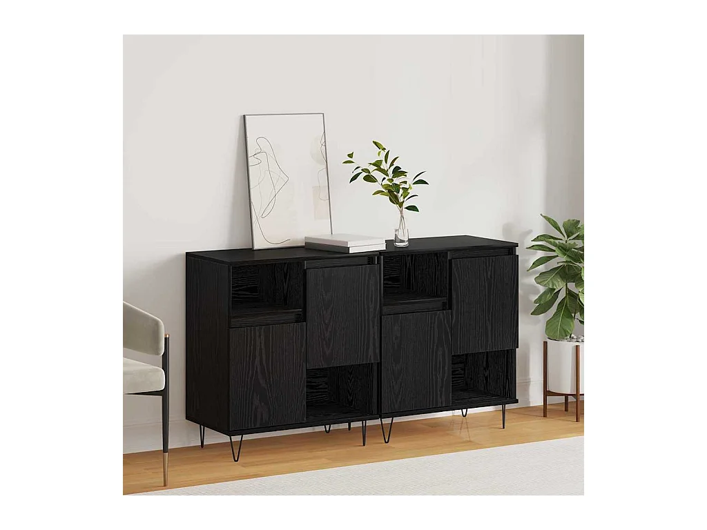 Buffets 2 pcs Chêne noir 120 x 35 x 70 cm Bois d'ingénierie