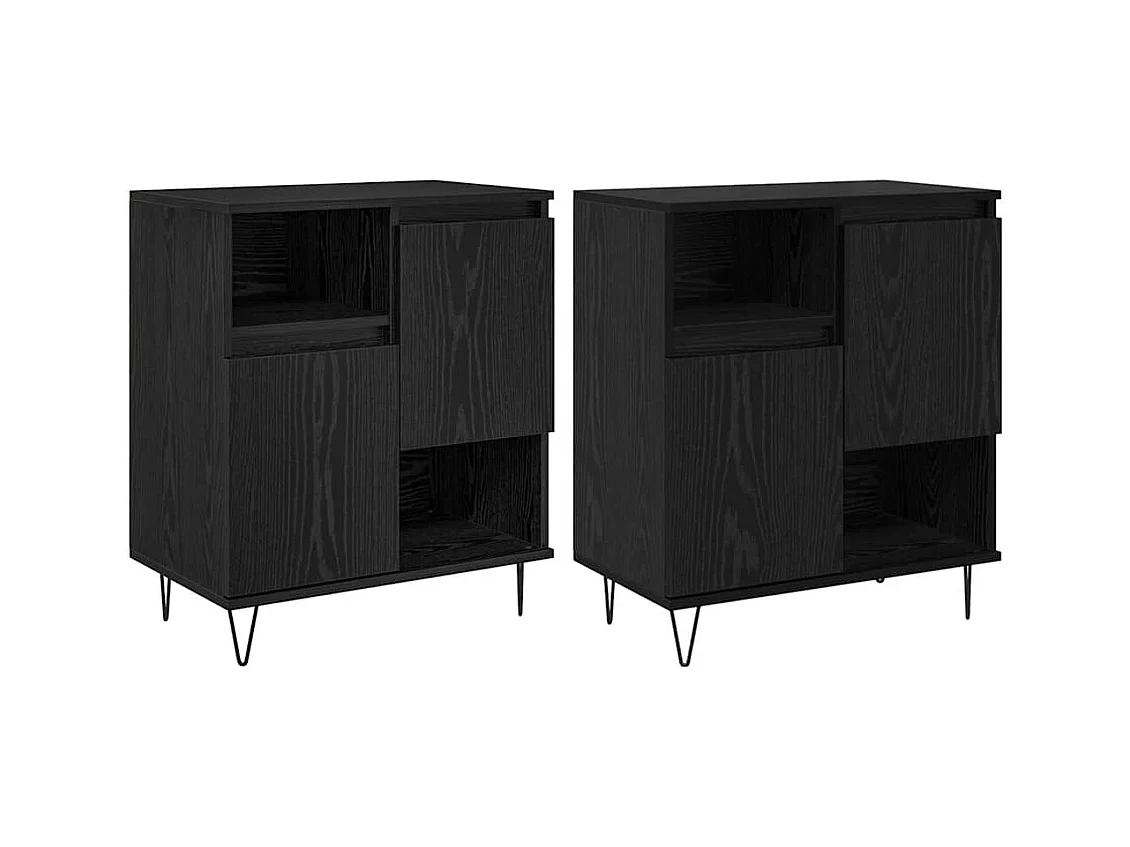 Buffets 2 pcs Chêne noir 120 x 35 x 70 cm Bois d'ingénierie