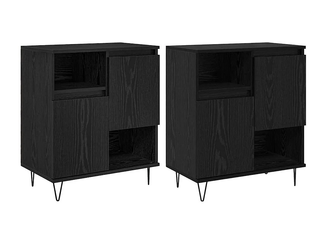 Buffets 2 pcs Chêne noir 120 x 35 x 70 cm Bois d'ingénierie