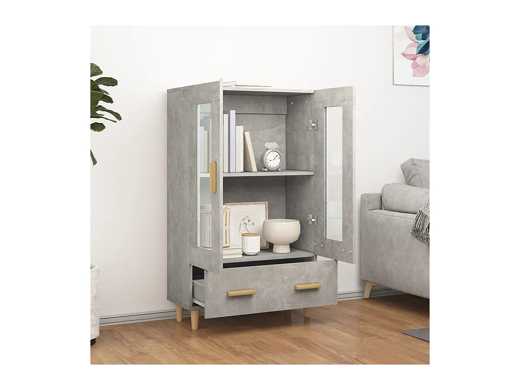 Buffet haut Gris béton 70x31x115 cm Bois d'ingénierie