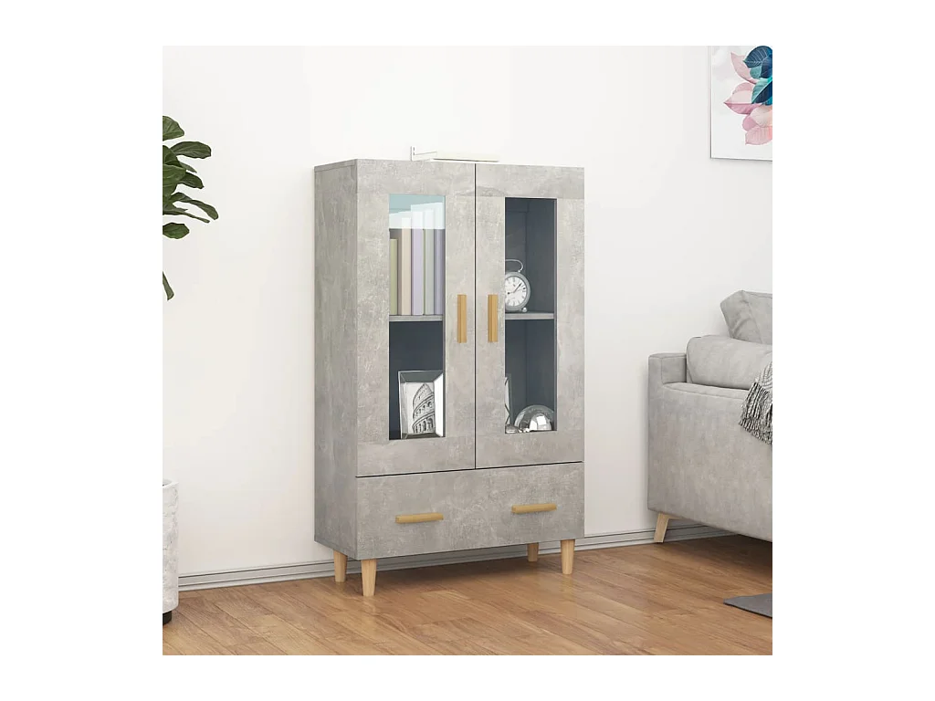 Hoge dressoir Betongrijs 70x31x115 cm Technisch hout