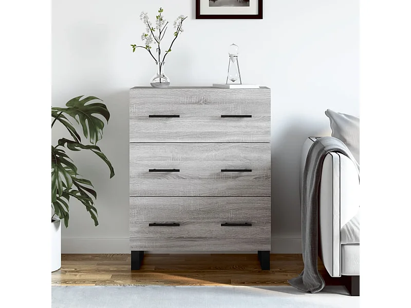 Credenza Sonoma grigia 69,5x34x90 cm in legno ingegnerizzato