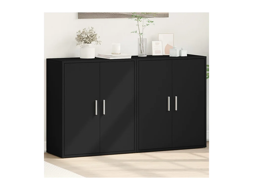 Buffets 2 pcs noir 60x31x70 cm bois d'ingénierie