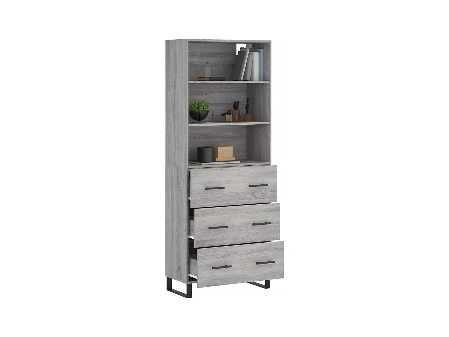 Buffet haut Sonoma gris 69,5x34x180 cm Bois d'ingénierie