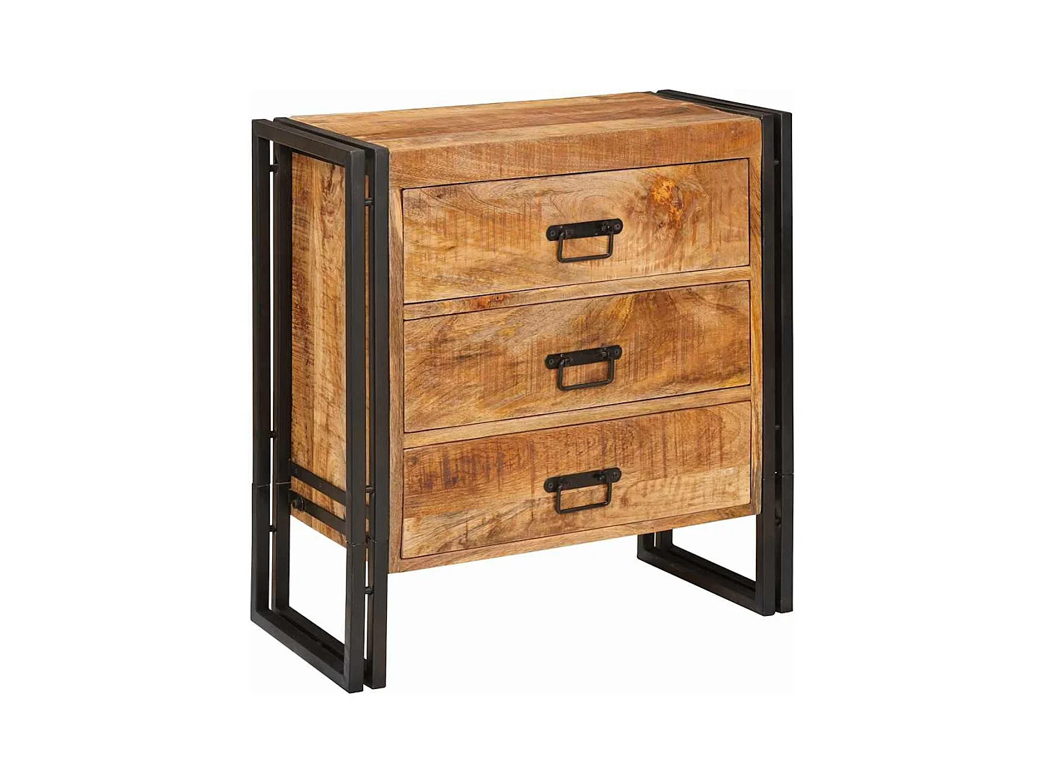 Credenza marrone 66 x 33 x 70 cm in legno massello di mango