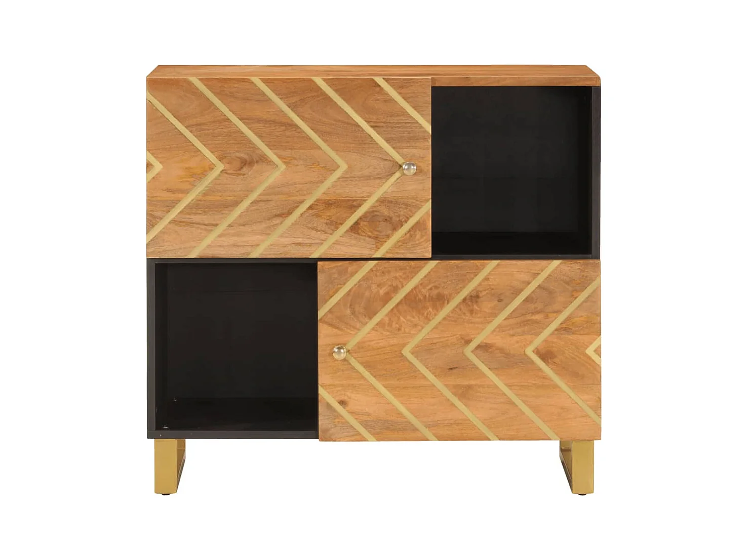 Armoire latérale marron et noir 80x33,5x75 cm bois de manguier