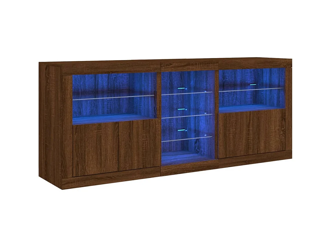 Buffet avec lumières LED chêne marron 162x37x67 cm
