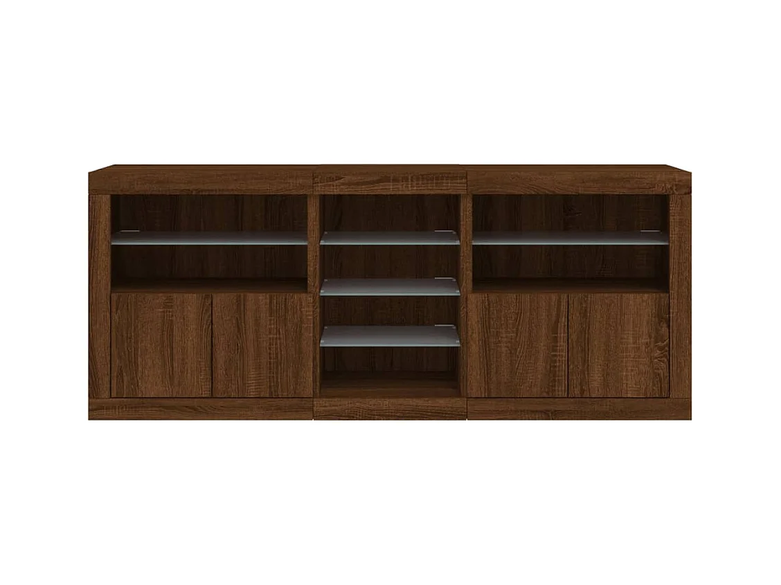 Buffet avec lumières LED chêne marron 162x37x67 cm