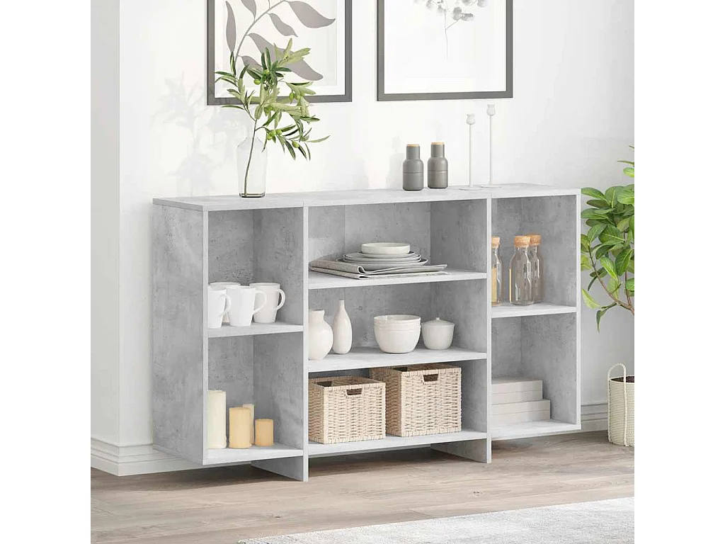 Buffet gris béton 120x30x75 cm bois d'ingénierie