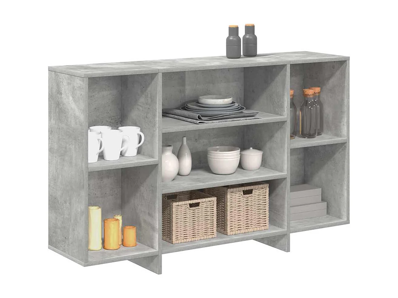 Buffet gris béton 120x30x75 cm bois d'ingénierie
