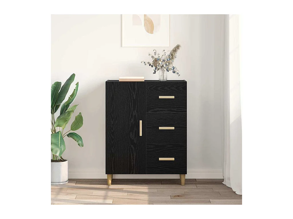 Sideboard aus schwarzer Eiche, 34 x 69,5 x 90 cm, Holzwerkstoff