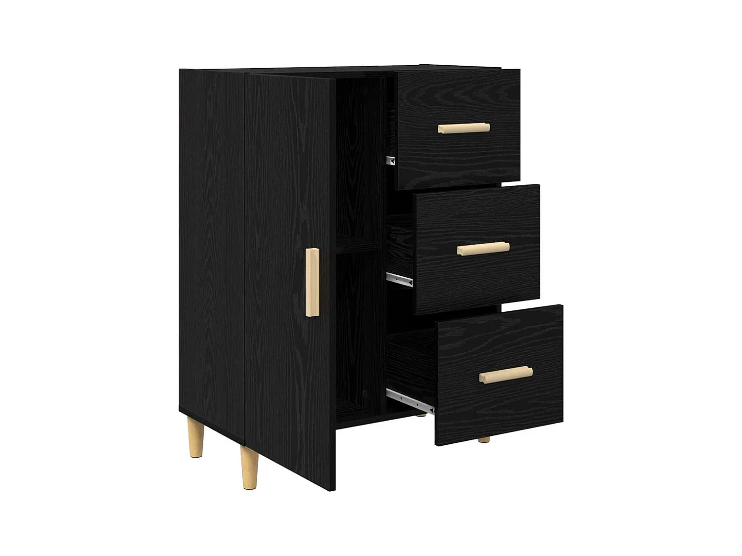 Sideboard aus schwarzer Eiche, 34 x 69,5 x 90 cm, Holzwerkstoff