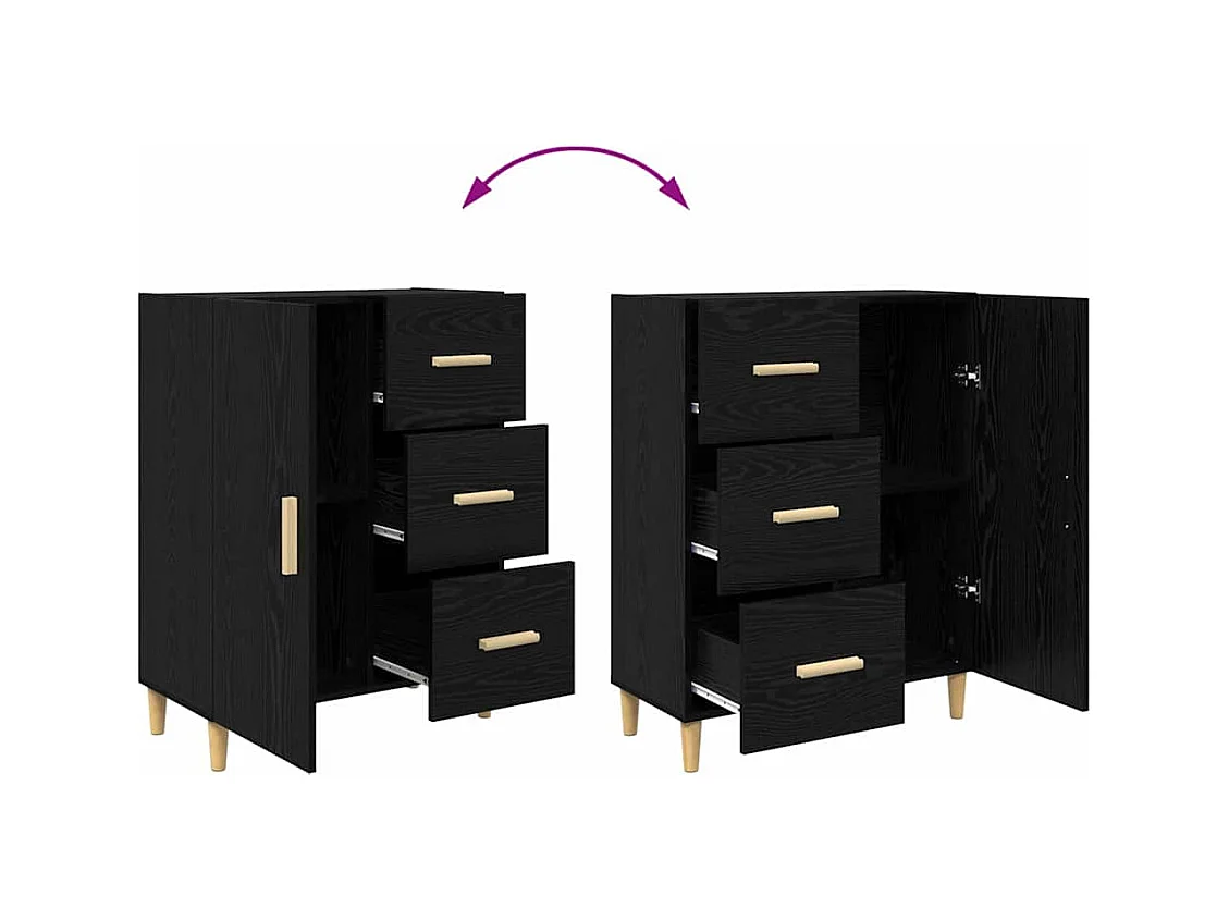 Sideboard aus schwarzer Eiche, 34 x 69,5 x 90 cm, Holzwerkstoff