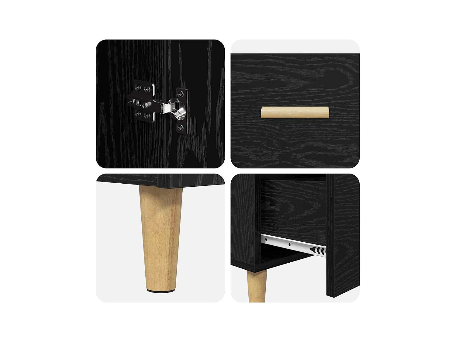 Sideboard aus schwarzer Eiche, 34 x 69,5 x 90 cm, Holzwerkstoff