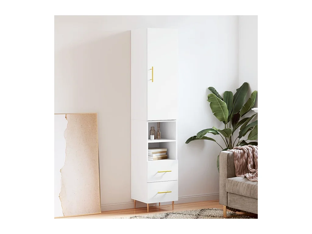 Wit hoog dressoir 34,5x34x180 cm Technisch hout